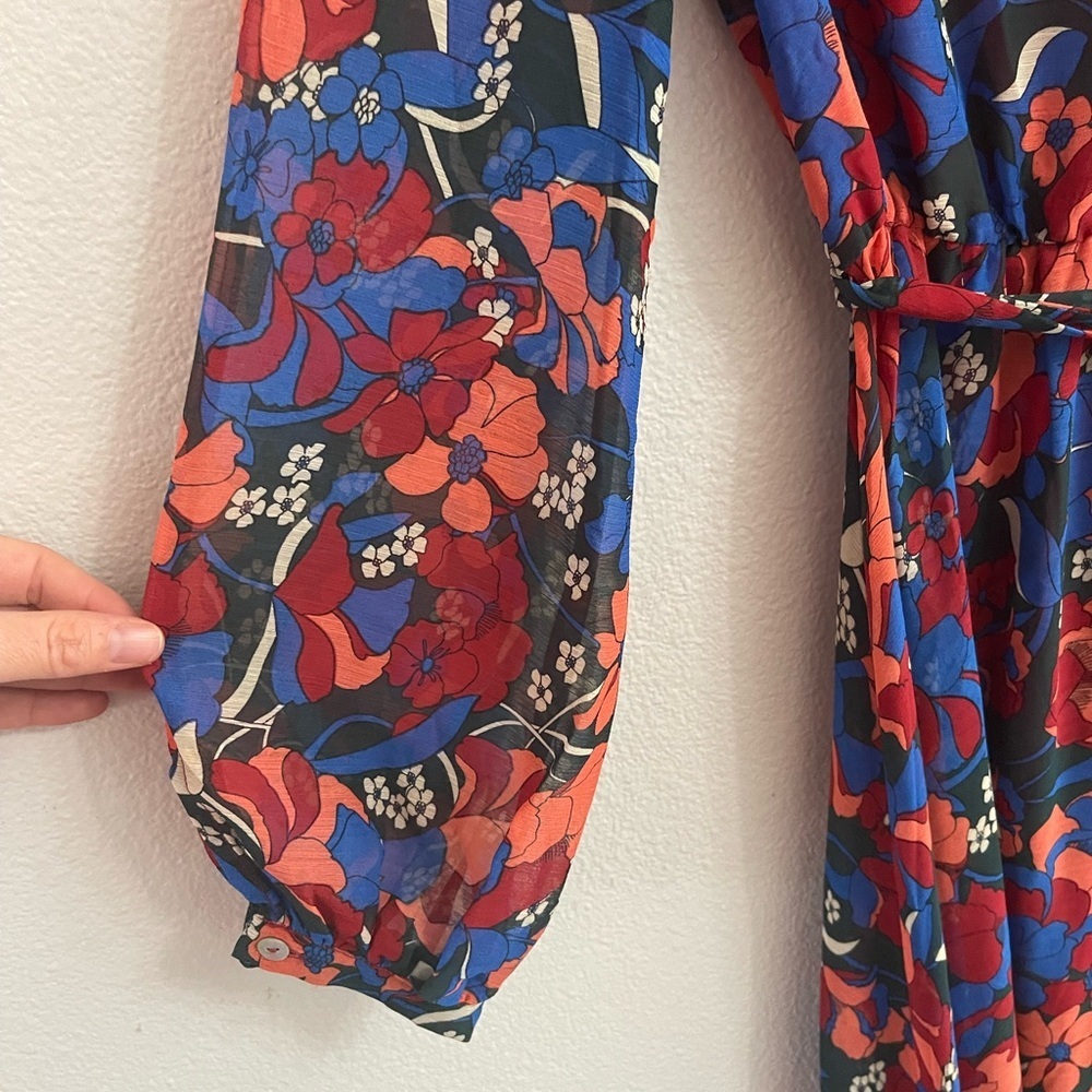 Aakaa Vibrant Floral Long Sleeve Maxi Dress Size S - Picture 4 of 11